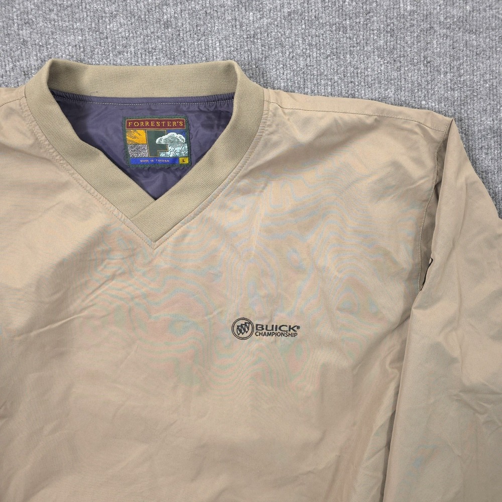 Forrester Buick Championship Windbreaker Mens L Tan V Neck Golf Jacket Pullover